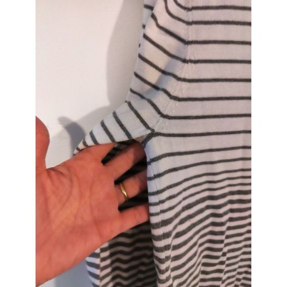 J.F J.Ferrar men’s Cardigan Sweater Gray White Stripe Long Sleeve Cotton M - Picture 5 of 8